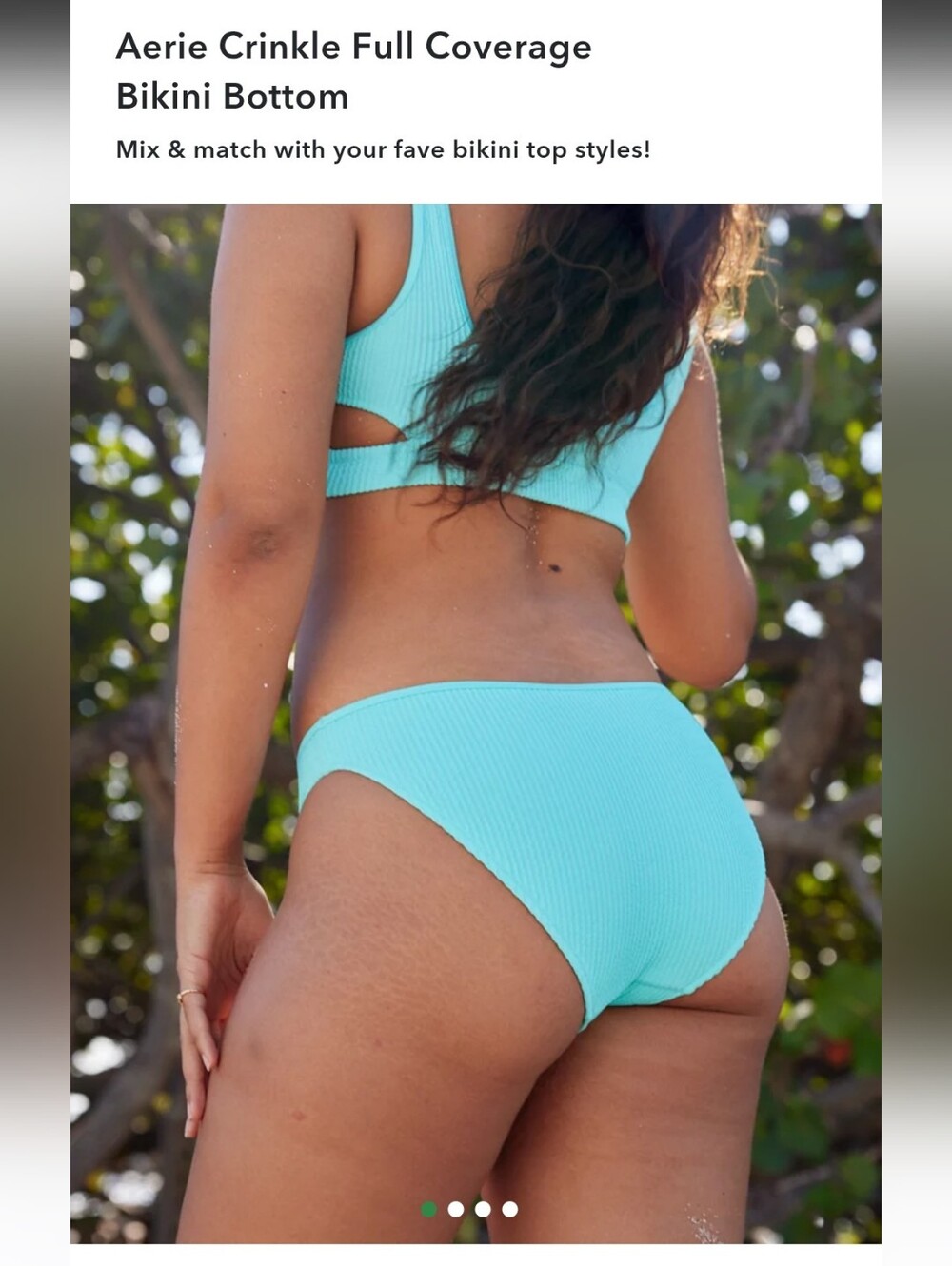 Aerie Crinkle Full Coverage Bikini Bottom Size Small